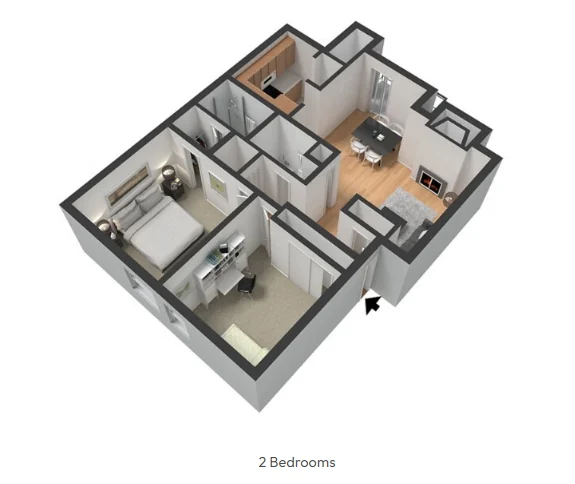 Two-bedroom, two-bath floor plan